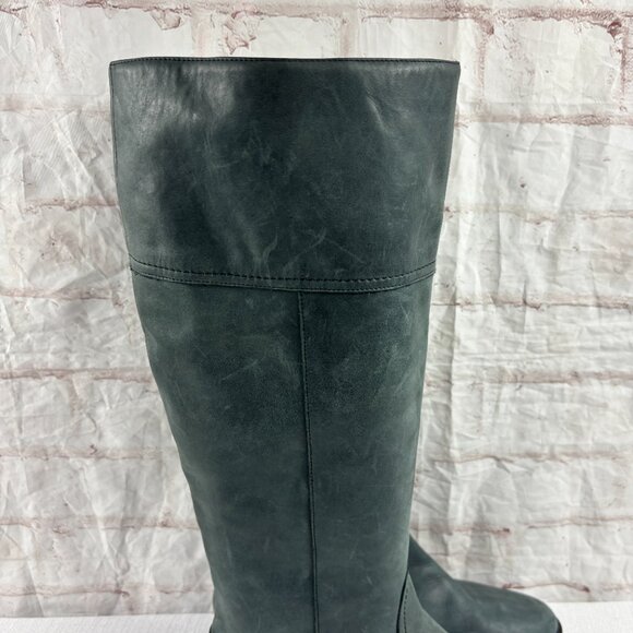 J. Crew Women's 10 Gray Leather Knee High Tall Riding Boots - Picture 3 of 14